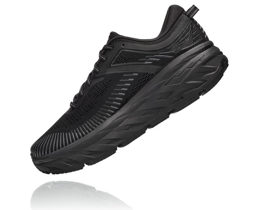 Hoka One One Mens Running Shoes - Bondi 7 - Black - YLBE49768